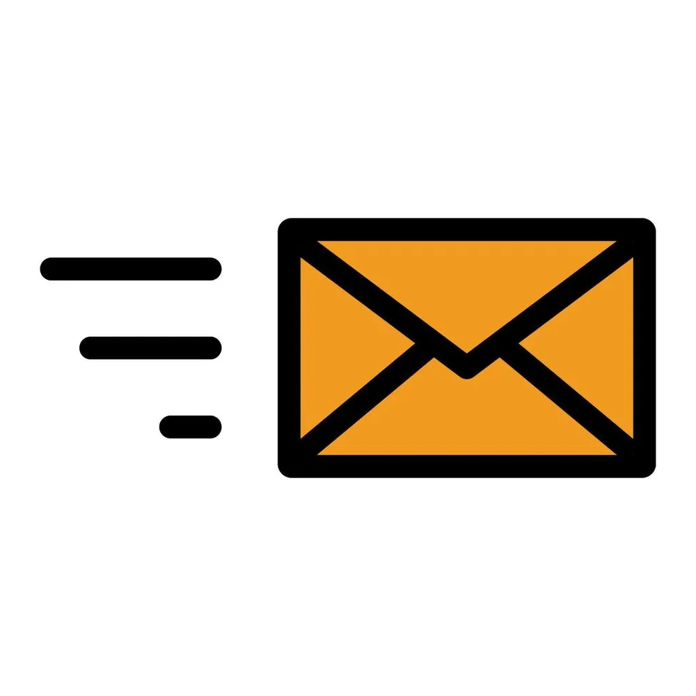 Email send icon line isolated on white . black flat thin icon