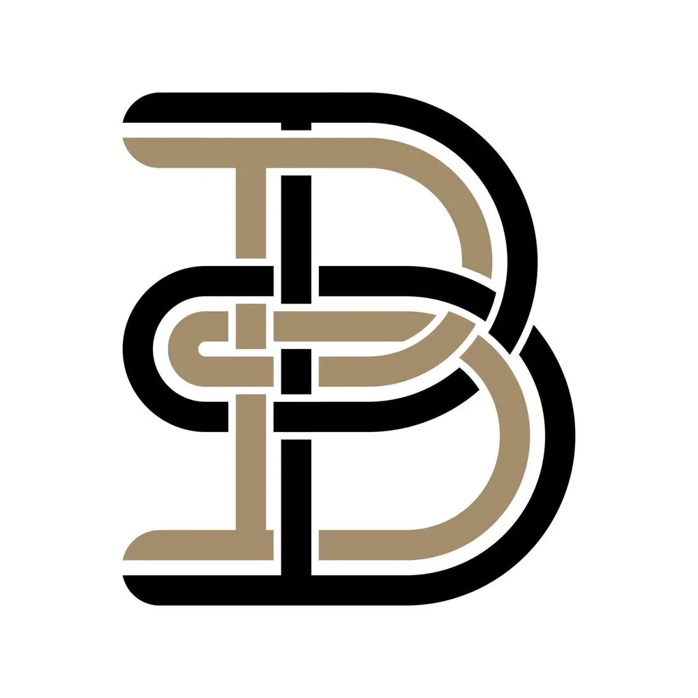 Capital letter b. from the white interwoven strips on a black