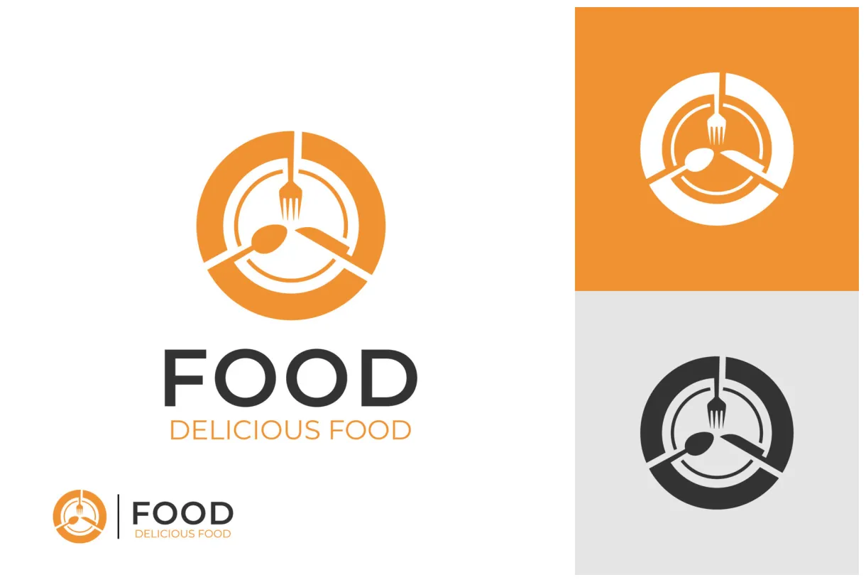 Restaurant delicious food logo emblem style vector symbol design with