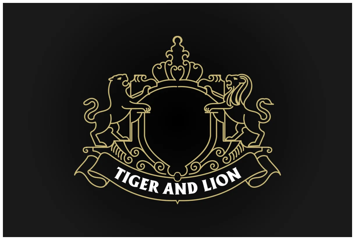 Vintage retro ornament blank border frame royal with lion and tiger