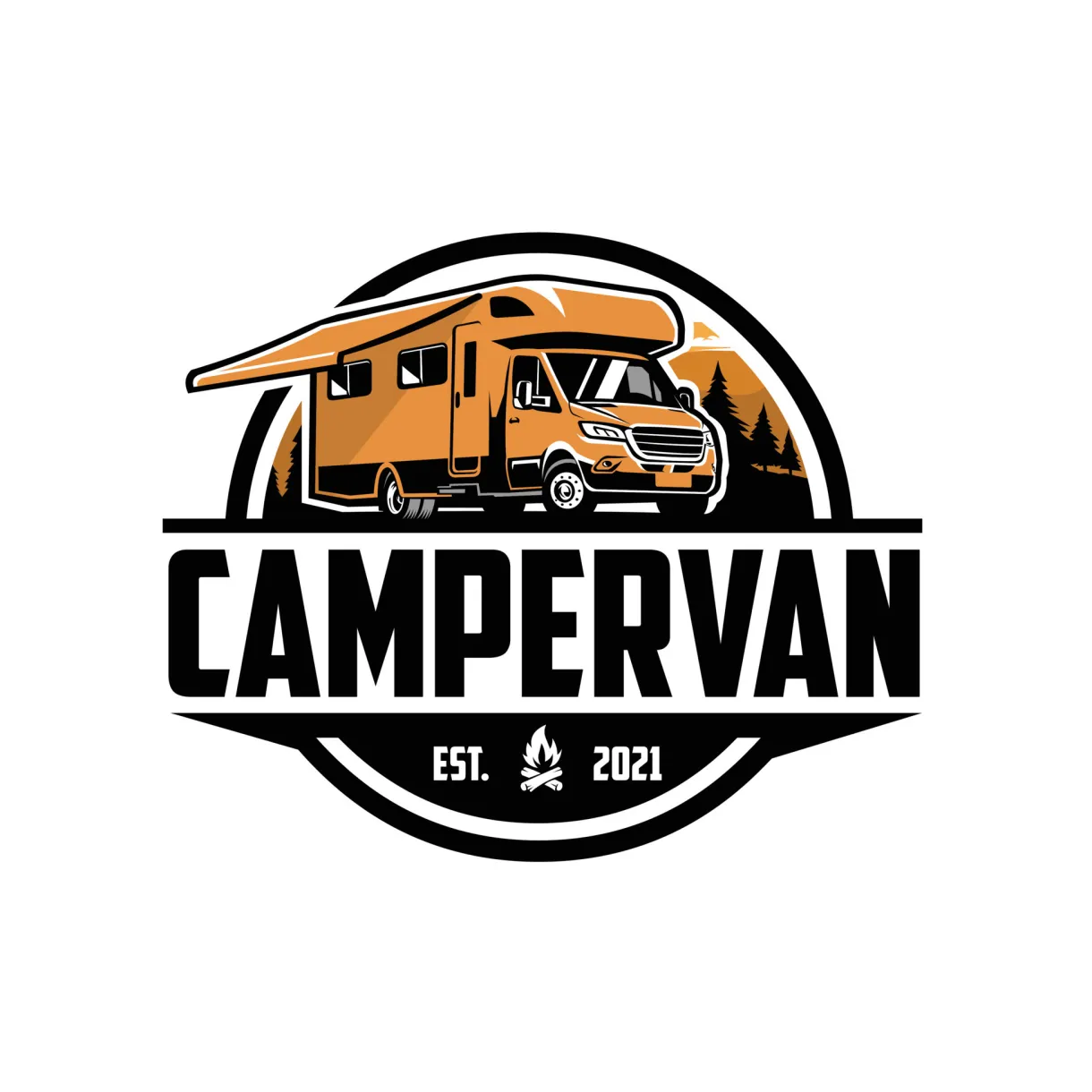 Premium campervan rv motorhome caravan outdoor emblem logo. best for