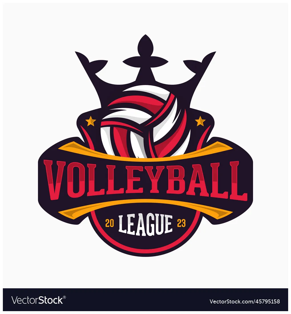 Volleyball logo emblem design with crown vector