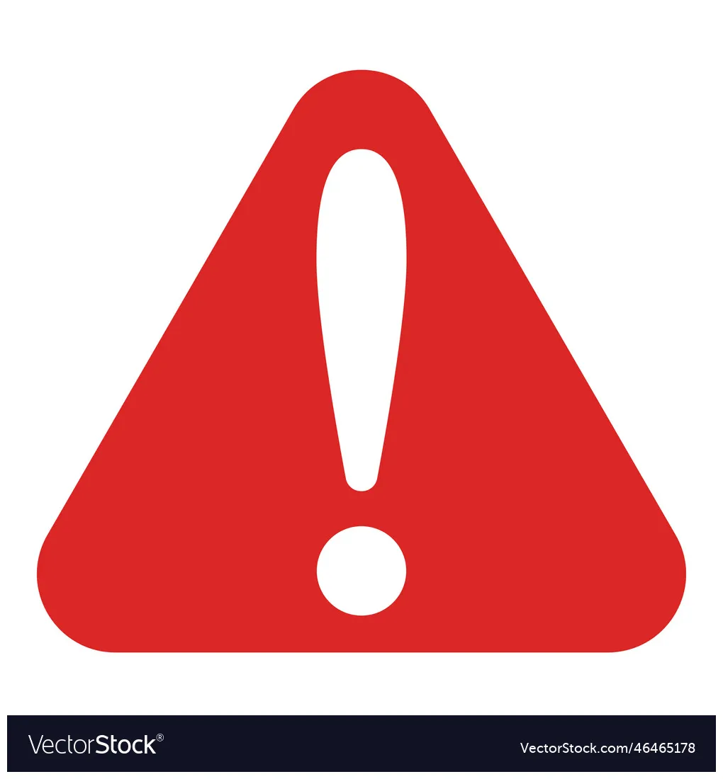 Icon error red triangle digital button alert Vector Image