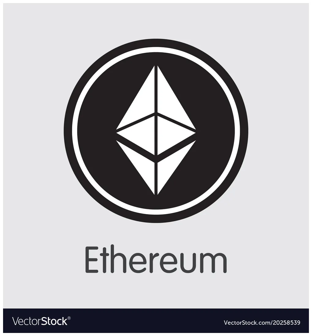 Ethereum cryptocurrency colored logo vector