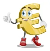 Euro sign cartoon vector character illustrations aka euro wealthon