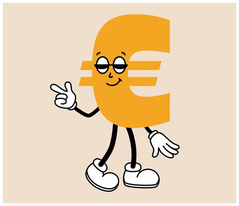 Euro vector art, icons, and graphics for printable coloring page