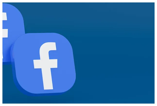 Premium facebook application logo 3d rendering on blue