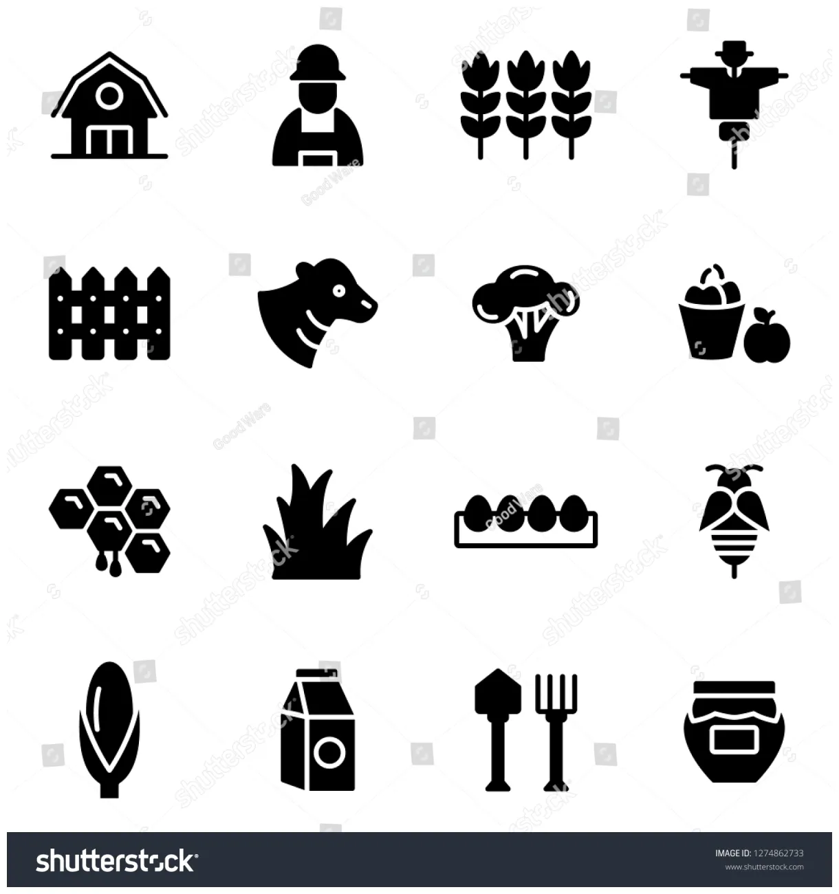 Pack isolated farm symbols stock vector