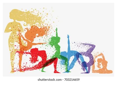 Fitness woman silhouette particles yoga stock illustration