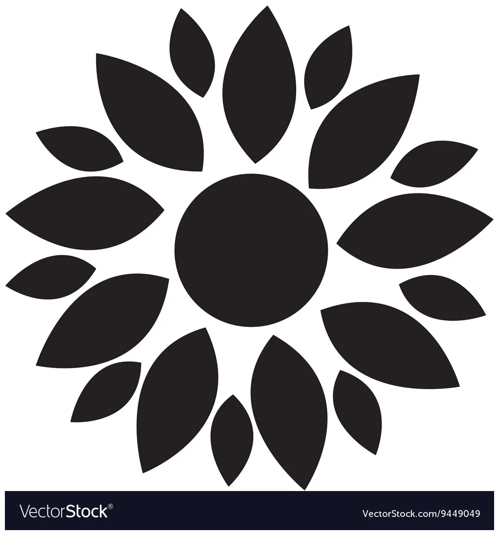 Black flower icon vector vectorstock