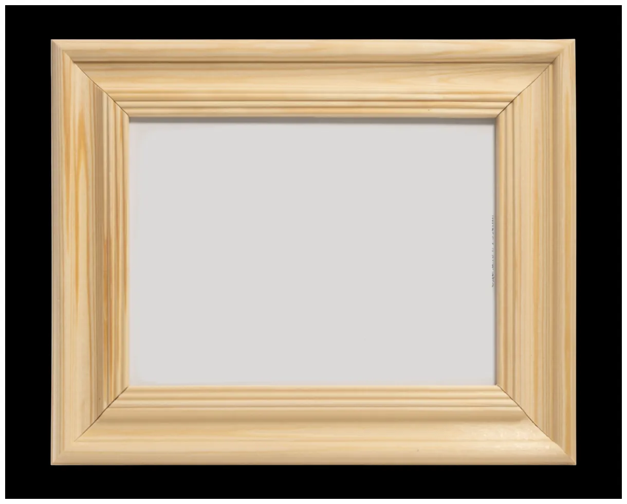 Wide wooden frame made of light wood isolate. horizontal
