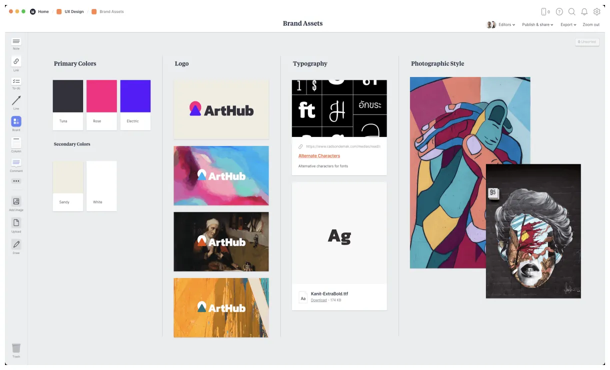 Brand assets free template & example milanote