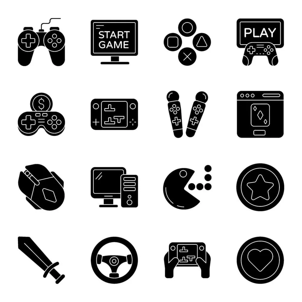 Pack of gaming solid icons 25394025 vector art at vecteezy