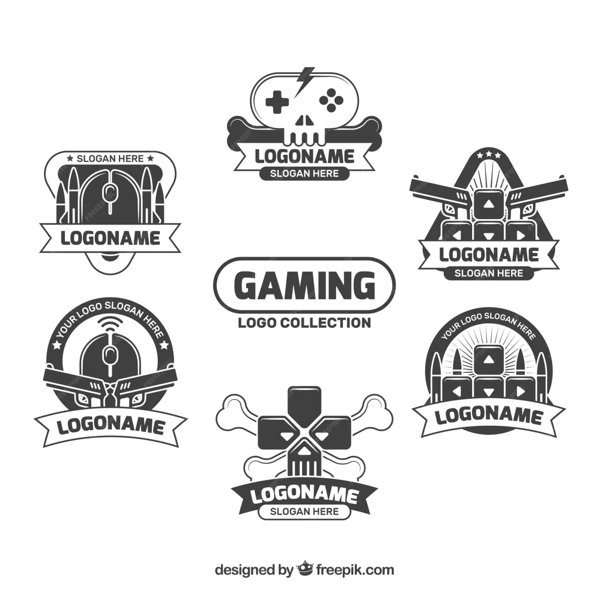 Premium vector gaming logos collection printable coloring page