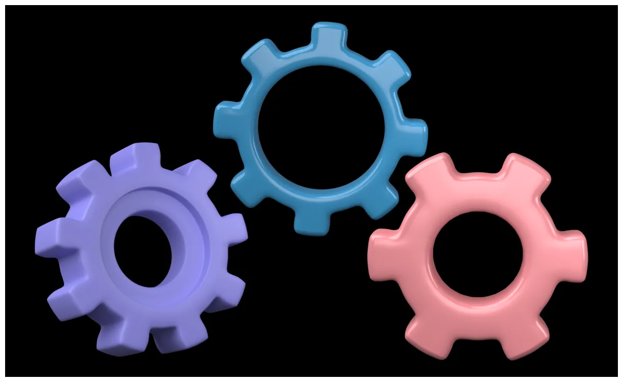 Set of gear icon 3D render, png file format. 22498389 PNG