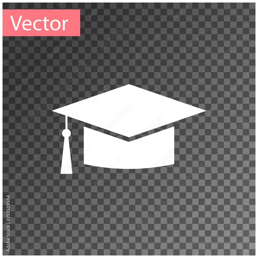 White Graduation cap icon isolated on transparent background