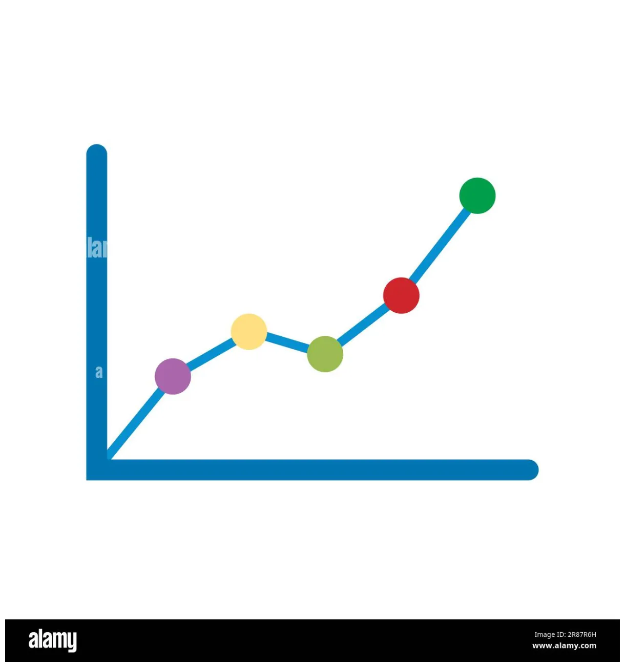 Flat minimalist upward graph business icon. colorful up trending graph