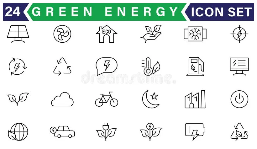 Collection. power related icon. icons for renewable