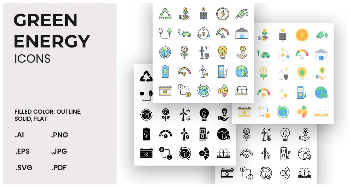 Icons ft. greenenergy & accumulator envato