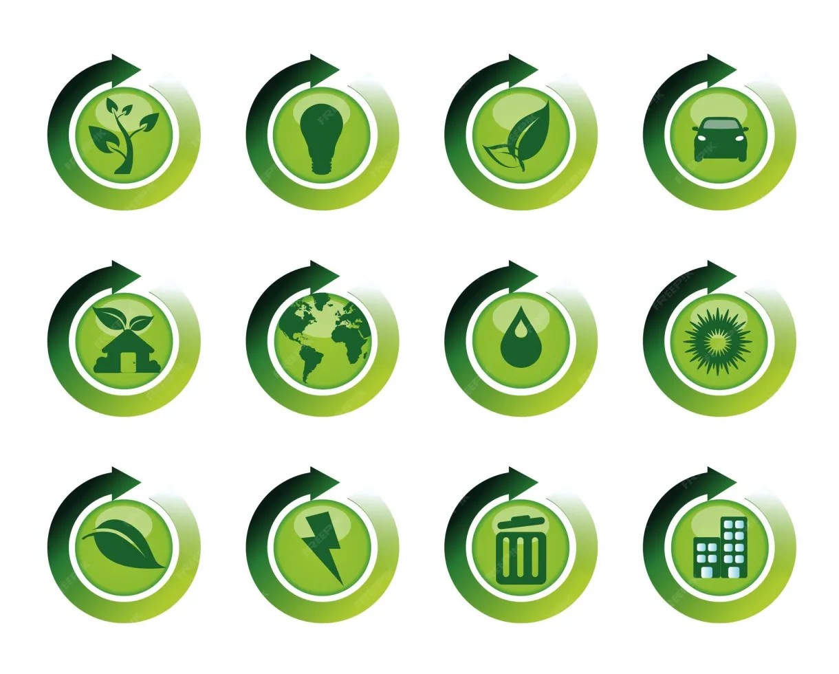 Premium vector a collection of green icons for green energy