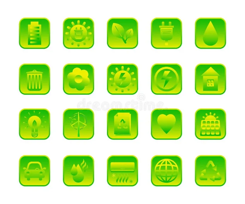 Green energy concept icons stock illustration. illustration of flat