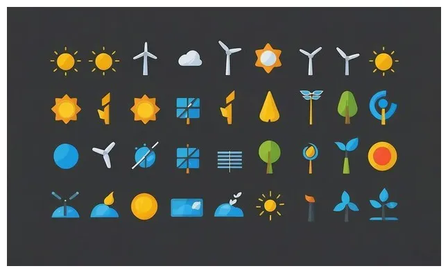 Premium set solar energy modern collection icons