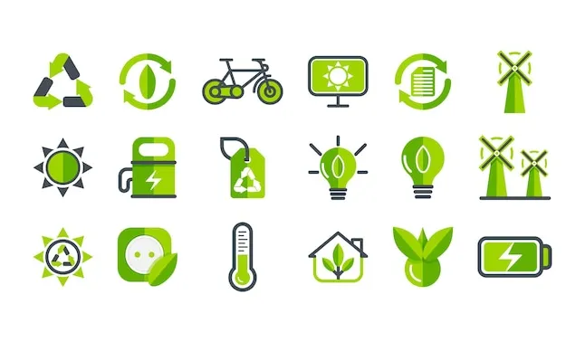Premium vector a collection of green icons for green energy