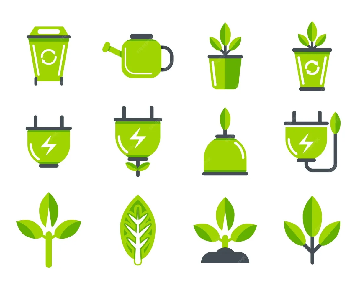 Premium vector a set of green icons for green energy