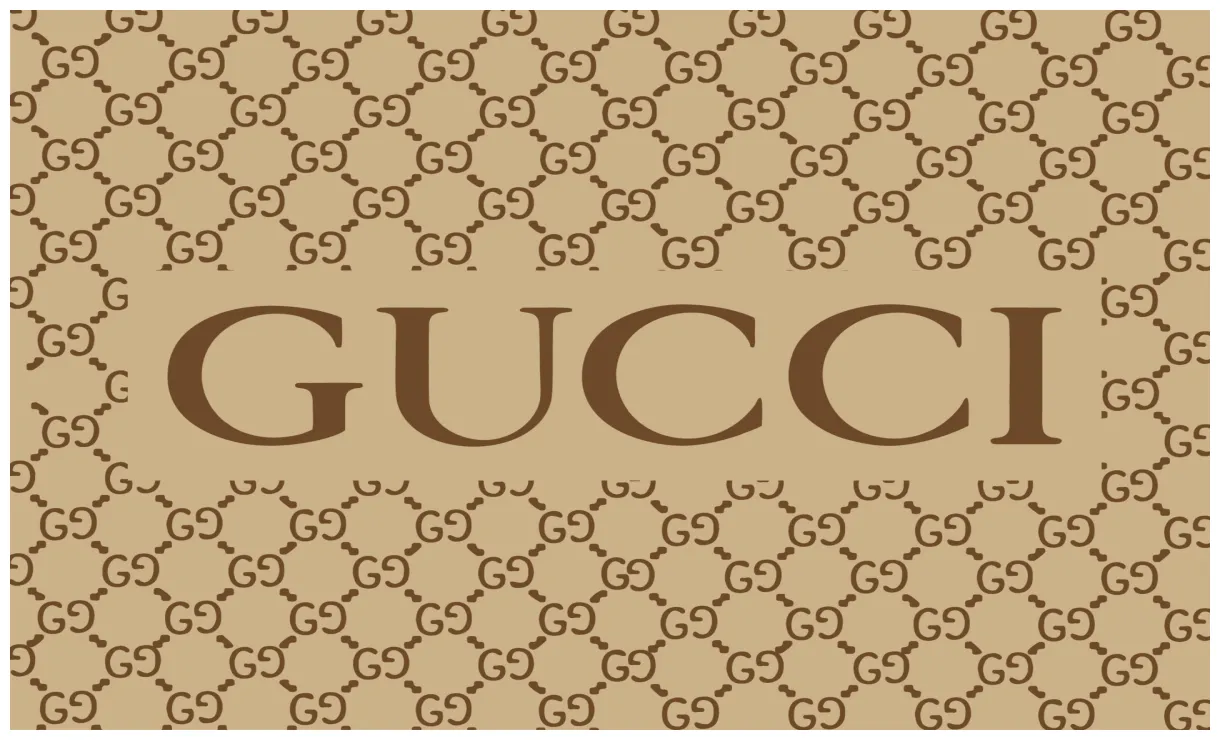 Gucci logo brand symbol with name brown design clothes fashion vector