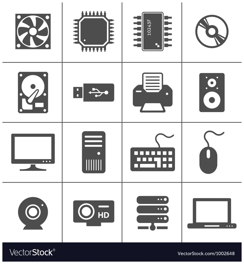 Computer hardware icons Royalty Free Vector Image