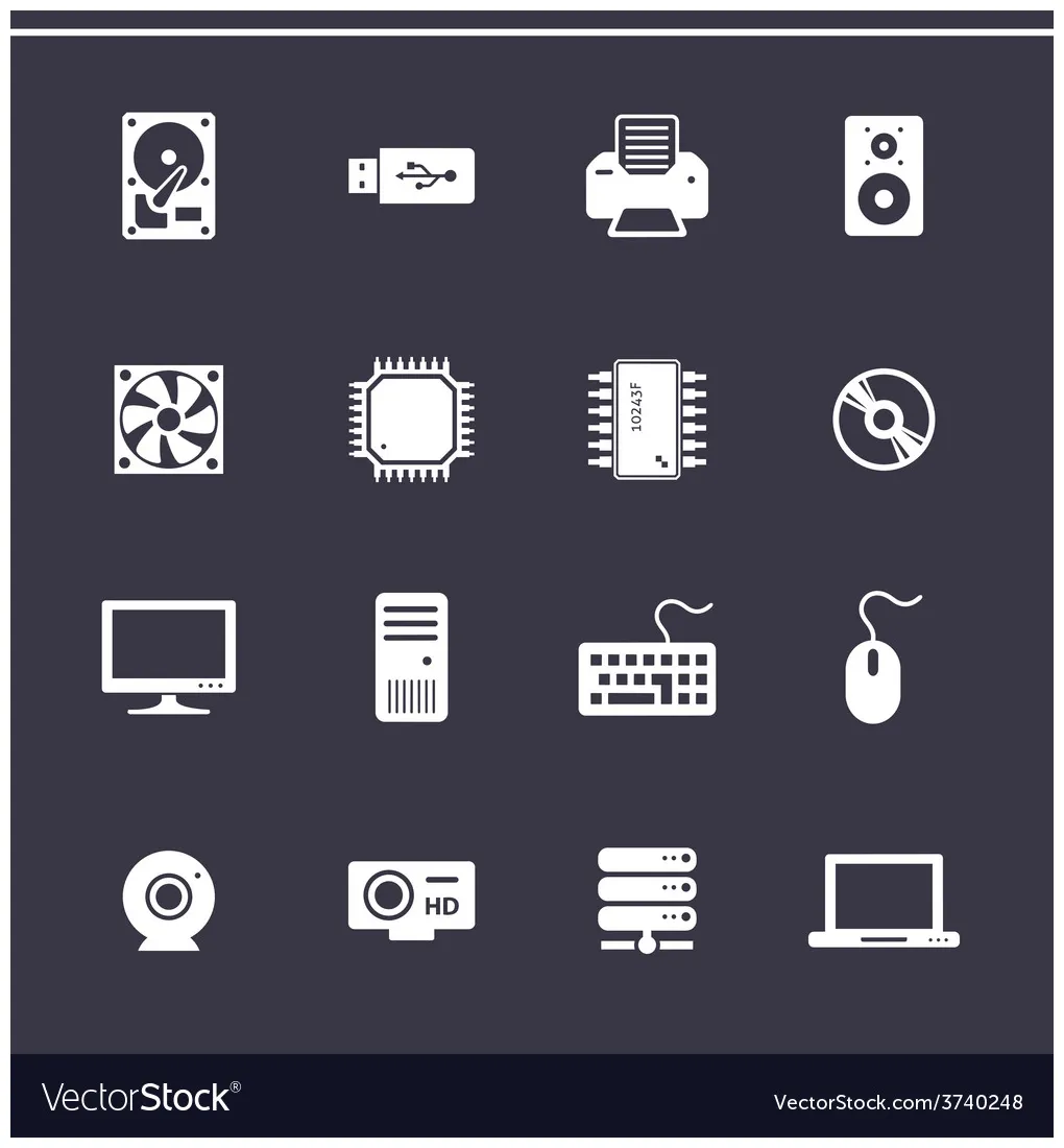 Computer Hardware Icons Royalty Free Vector Image