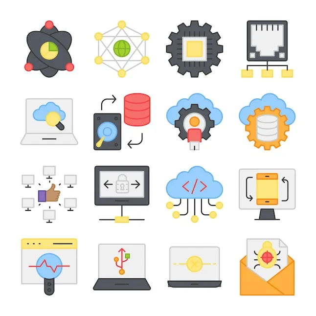 Premium Vector | Pack of computer and hardware flat icons