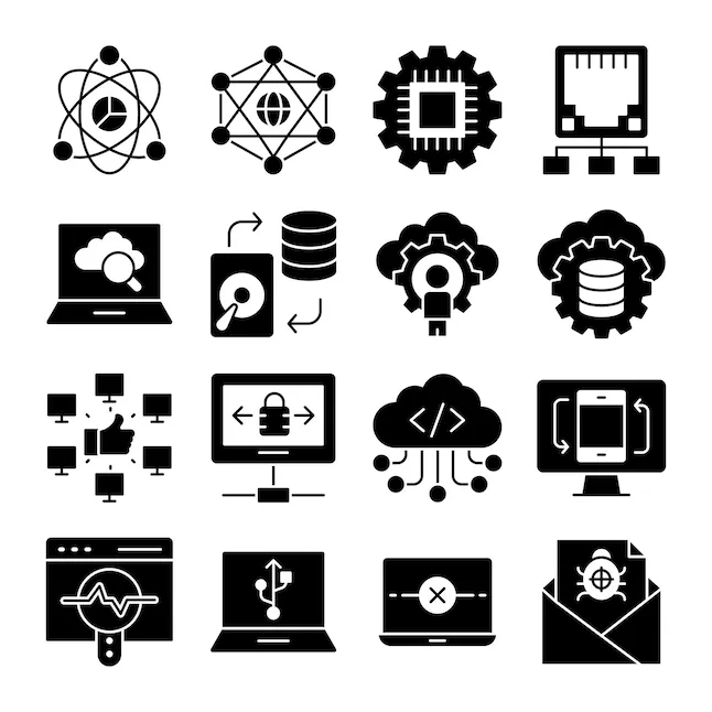 Premium Vector | Pack of computer and hardware solid icons