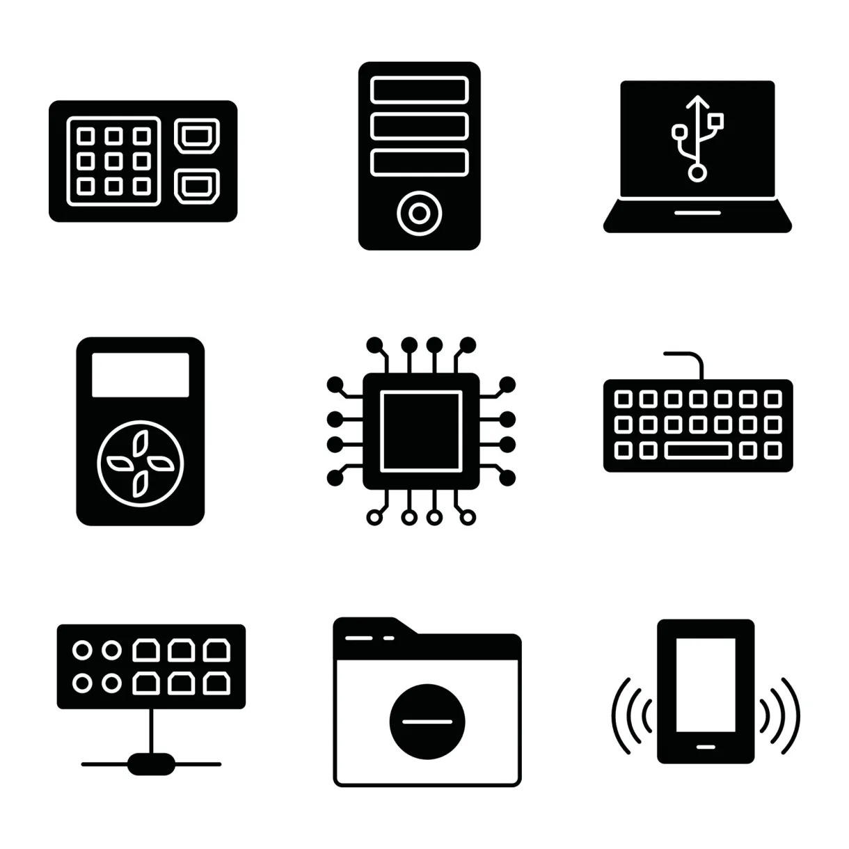 Hardware Glyph Icons Set 4236693 Vector Art at Vecteezy