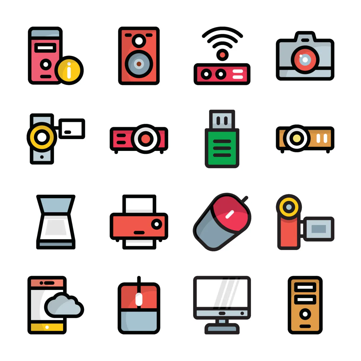 Pack of Computer Hardware Icons 35887552 Vector Art at Vecteezy