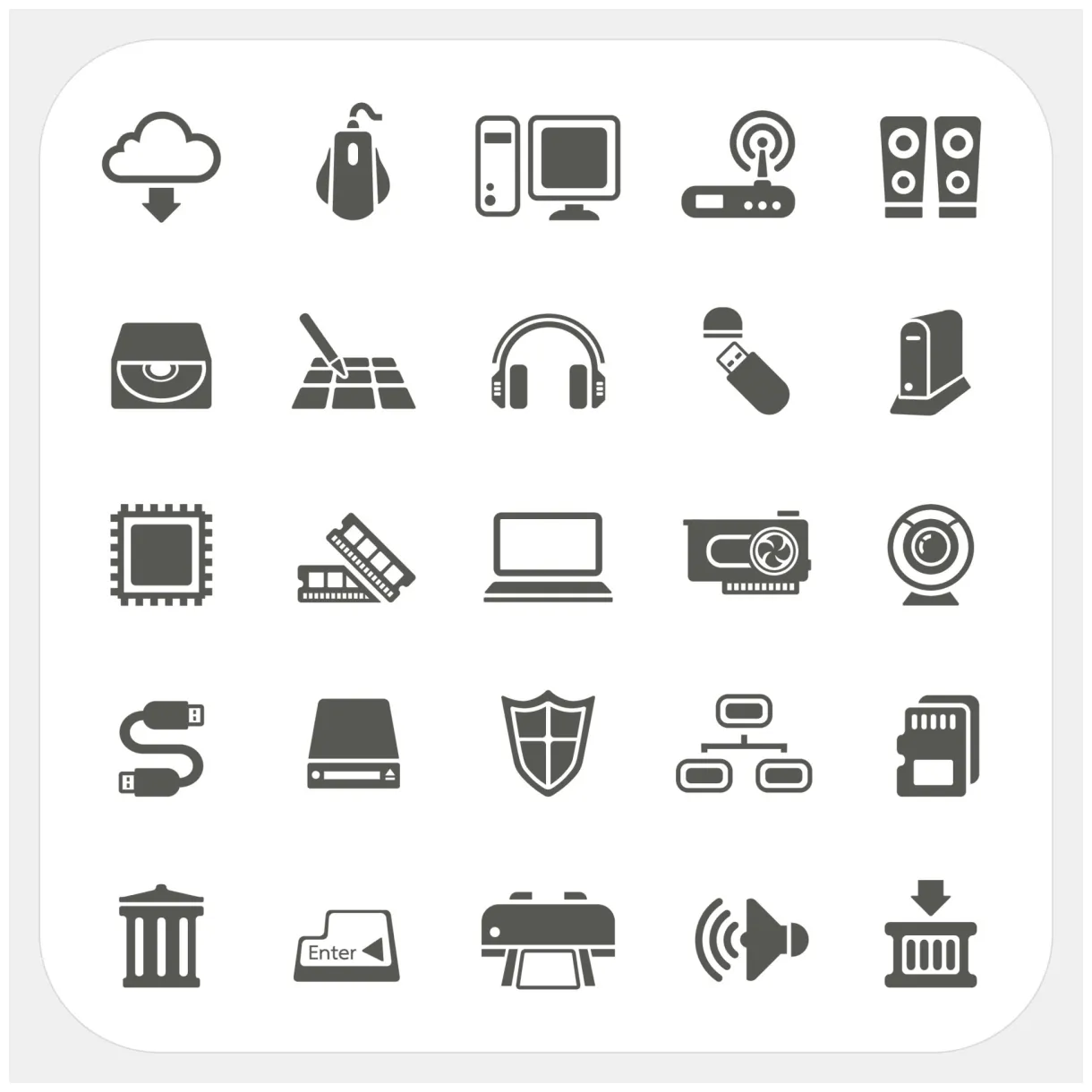 Computer Hardware icons set 13002080 Vector Art at Vecteezy