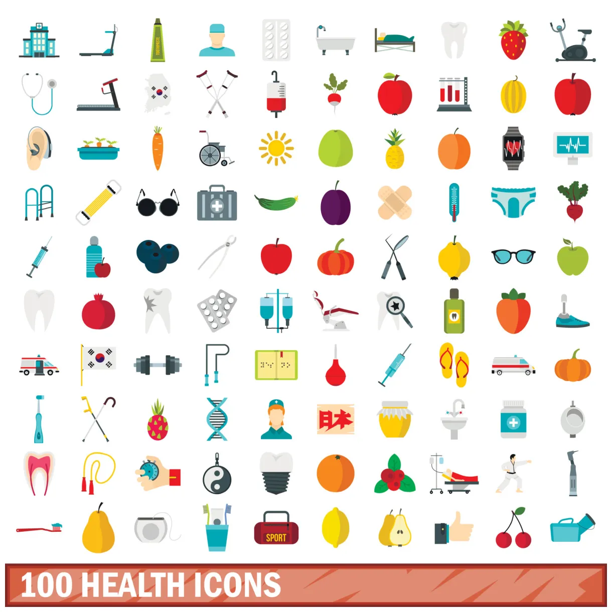 100 set, flat style 8772426 vector art at vecteezy