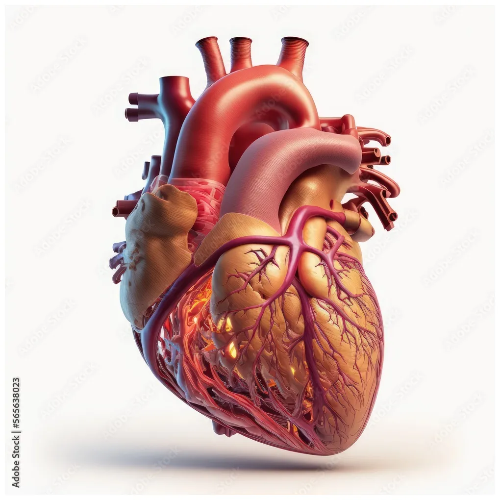 Detailed illustration of a healthy human heart anatomy model medical