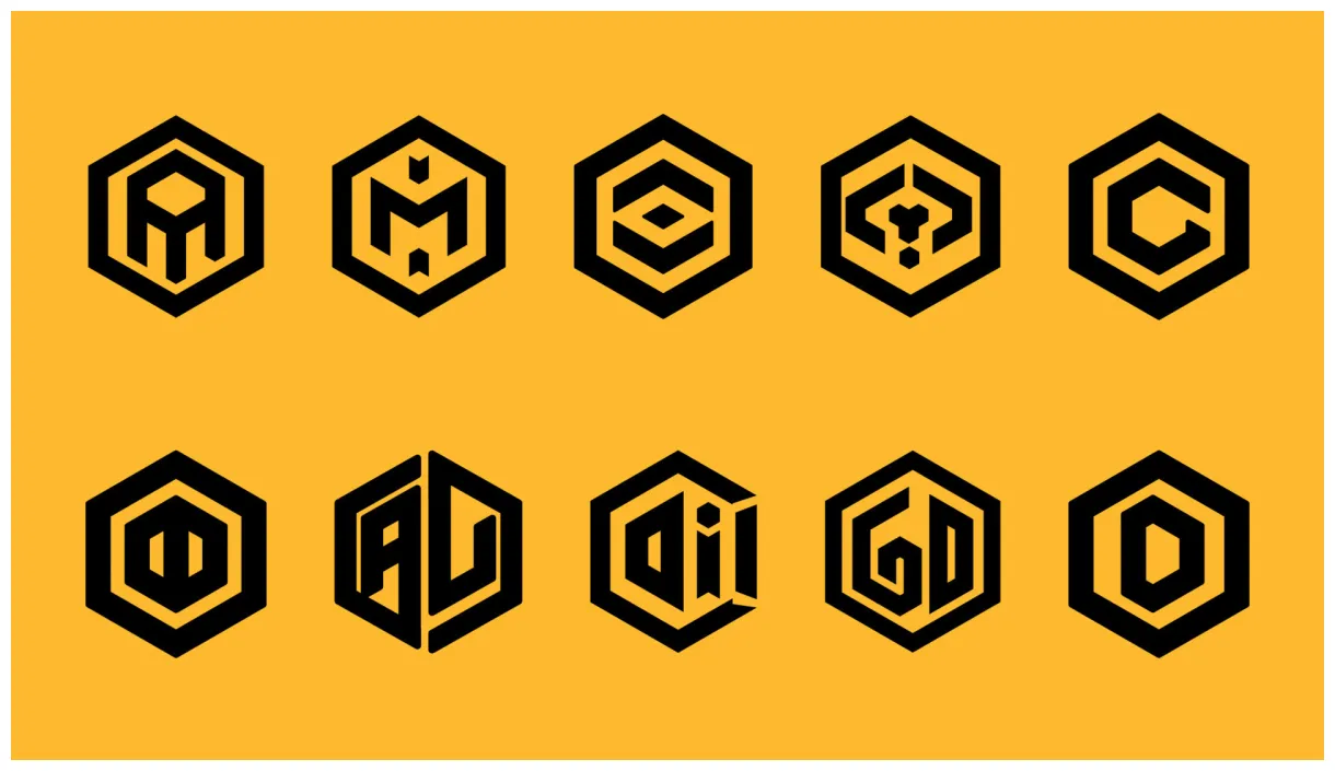 Hexagon vector logos and design elements abstract icons for different