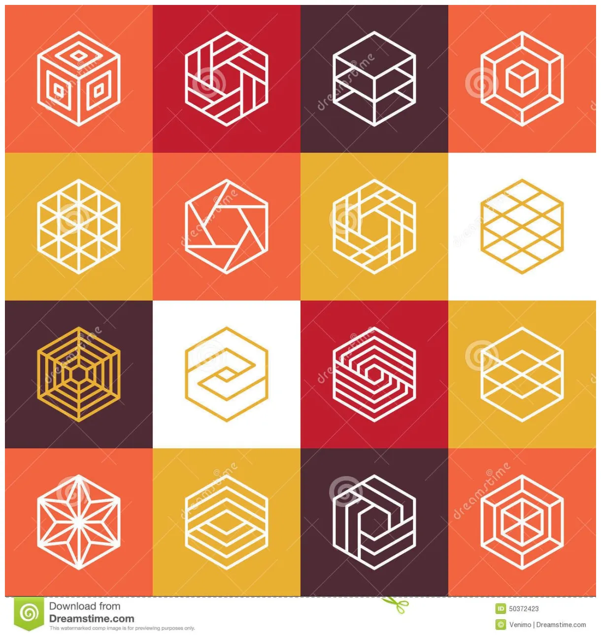 Vector linear hexagon logos and design elements hexagon logo