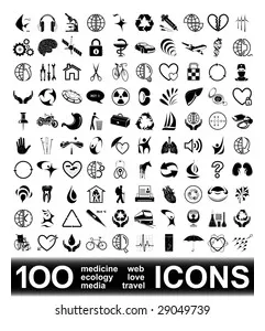 100 vector icons high resolution stock vector 29049739