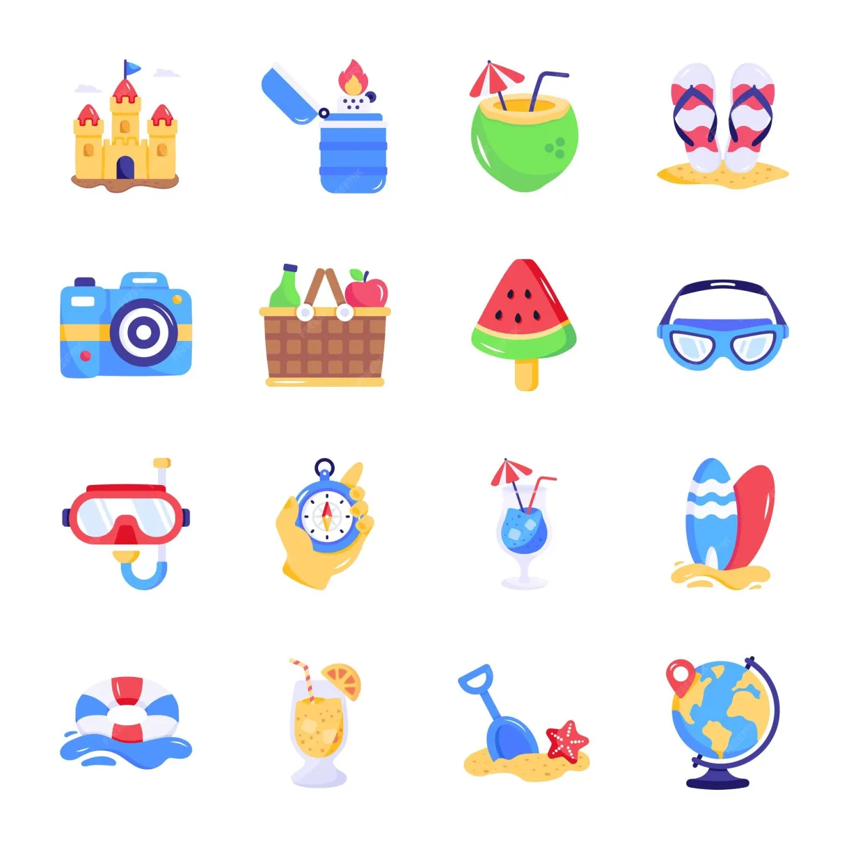 Premium vector pack of holiday flat icons printable coloring page