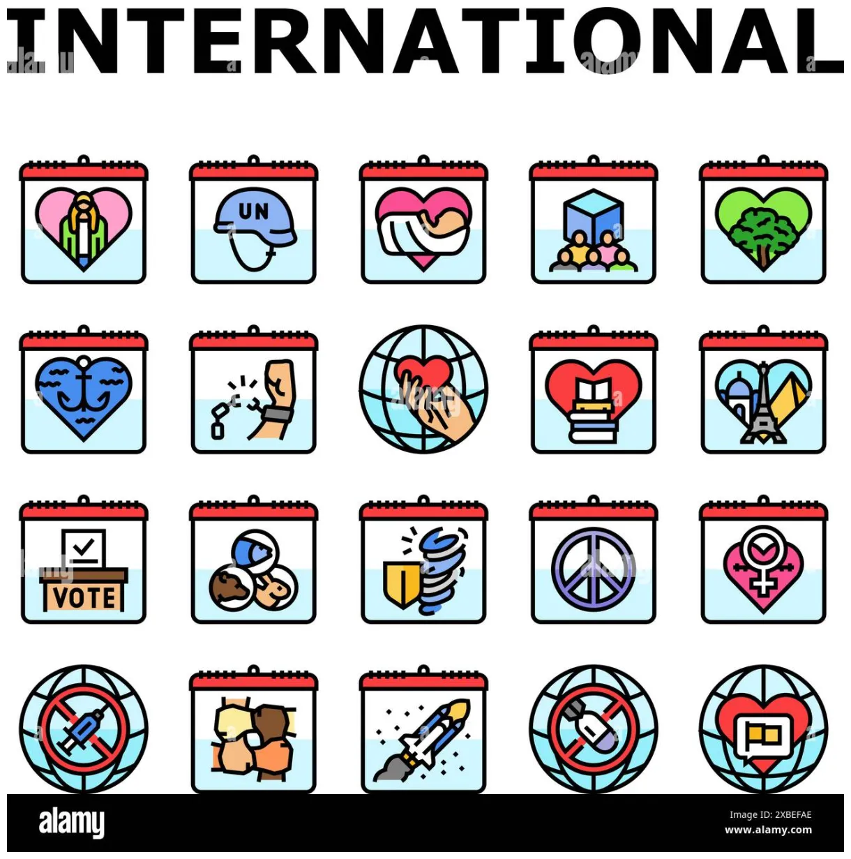 International holiday day icons set vector stock vector & art alamy printable coloring page