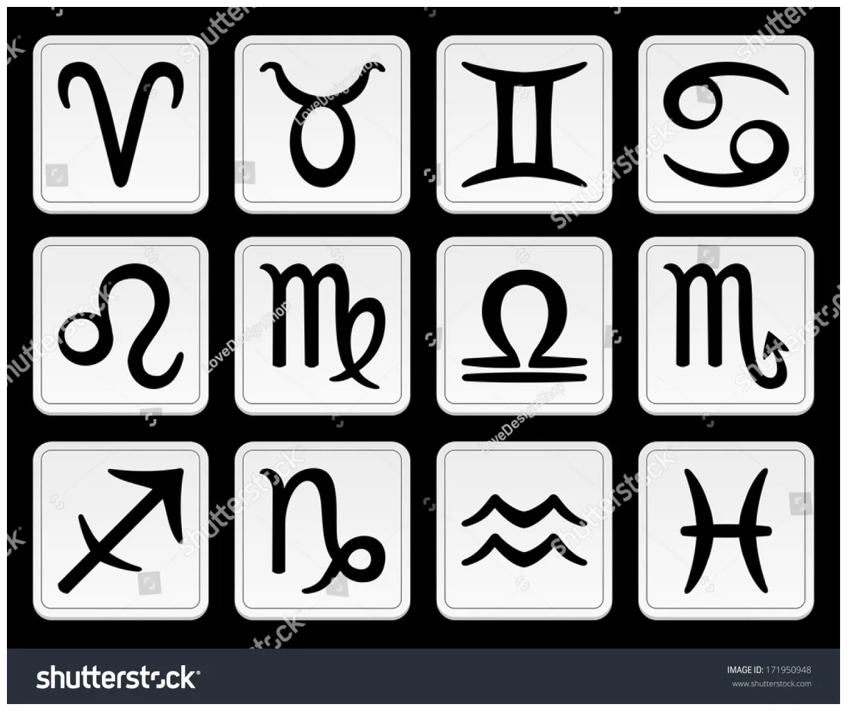 Zodiac monochrome set stock vector