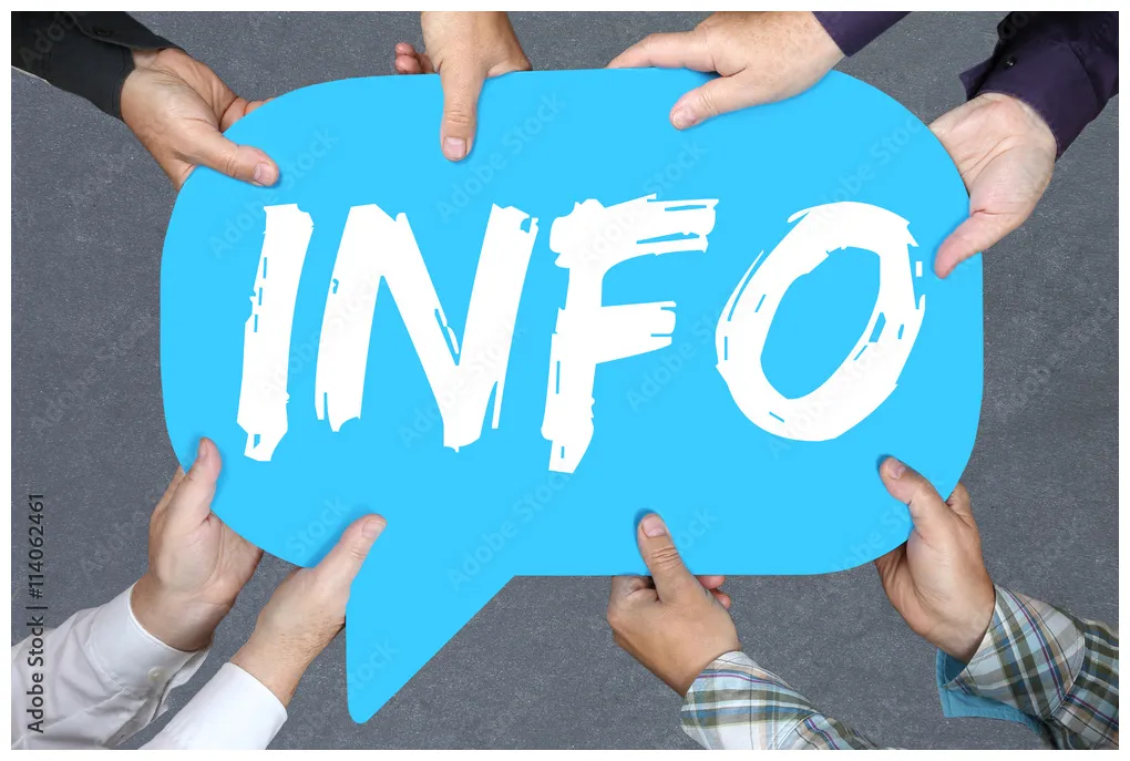 Gruppe menschen halten info infos information informationen news stock