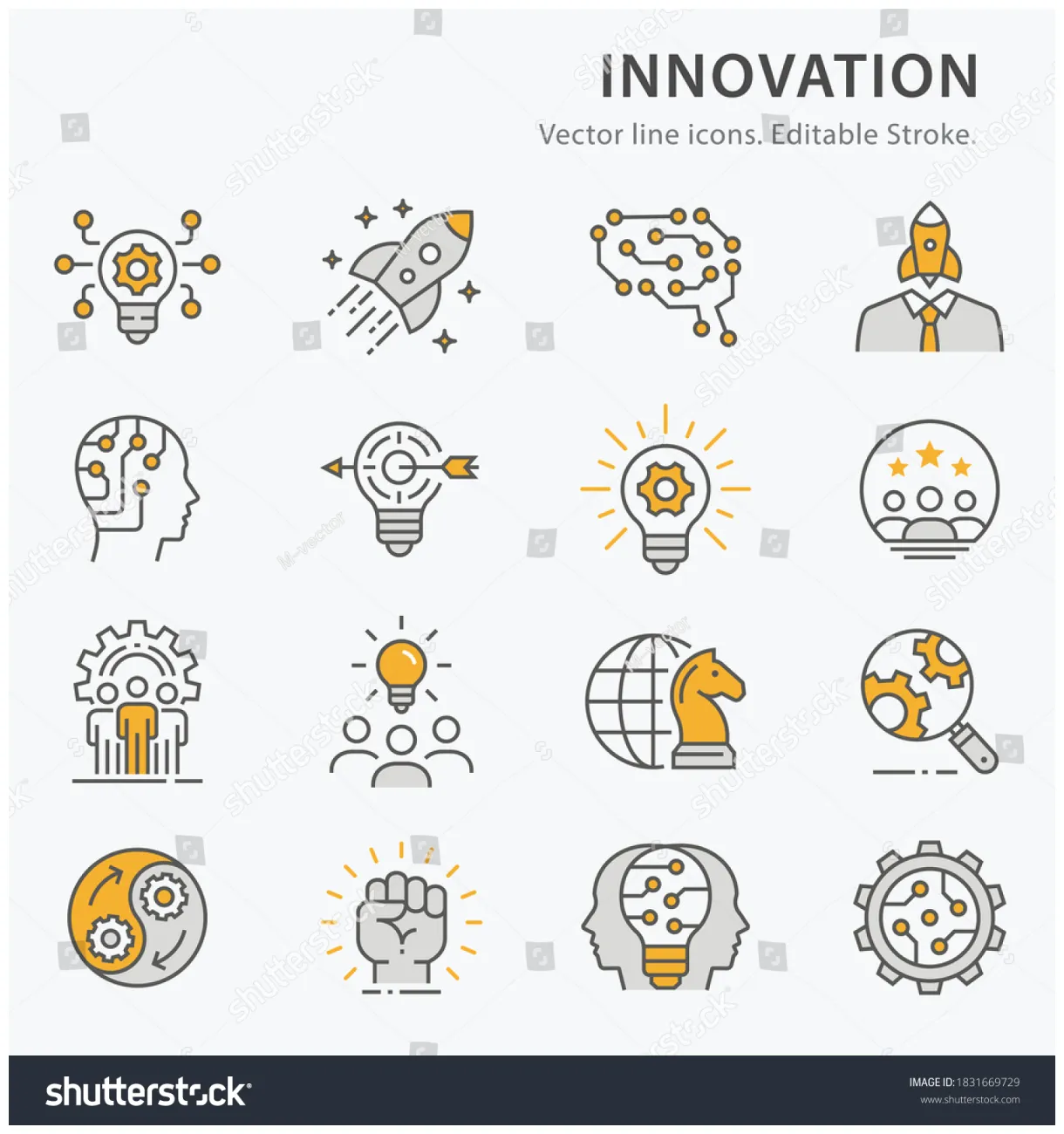 Innovation Icons Such Technology Success Startup Stock Vector (Royalty