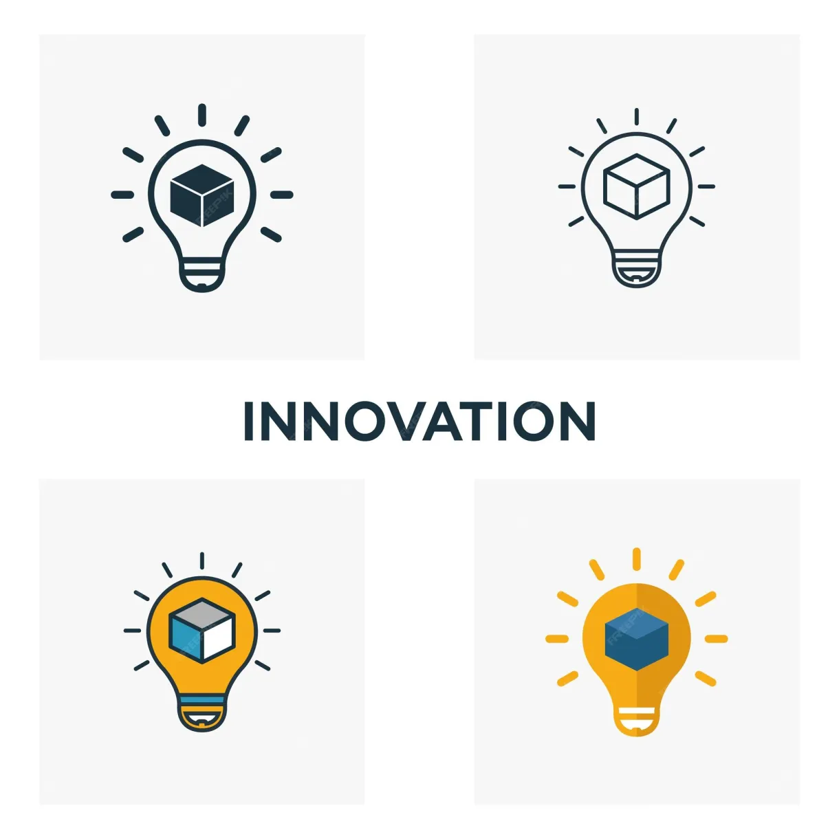 Premium Vector | Innovation icon set Four elements in diferent styles