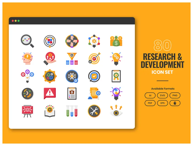 80 Innovation Icon Set - Flat Icons