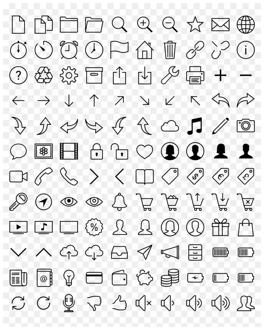 Ios 7 icons iphone ui icons vector, png download 1360x1720