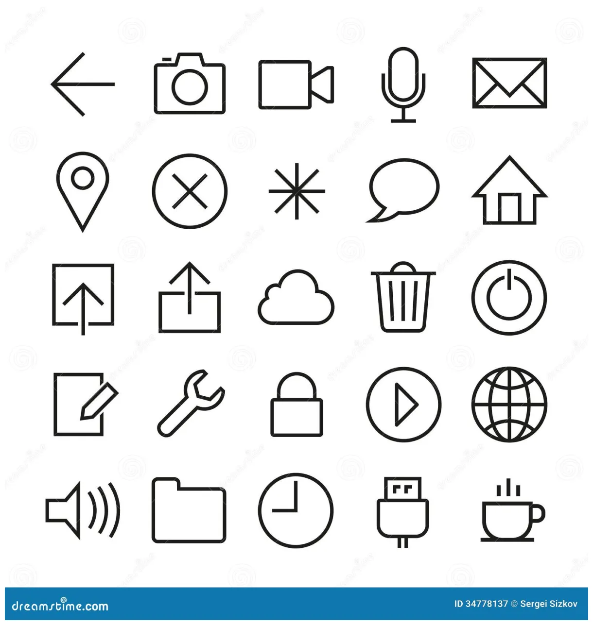 Ios 7 icons set stock illustration. illustration of minimal 34778137